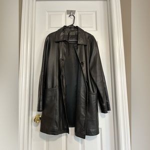 Black Long Women’s Leather Trenchcoat Jacket